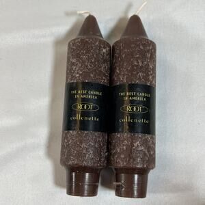Root Collenette Candles 5” Short in Brown Taper Beeswax Set of 2 Tapers Candle
